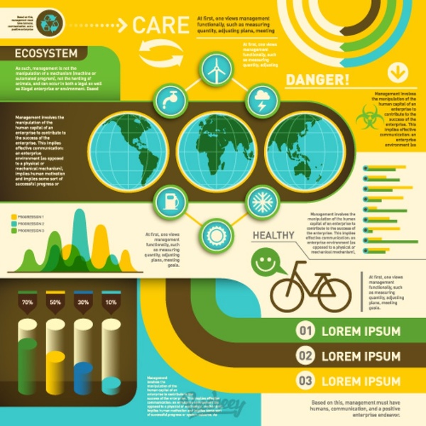 conjunto de infográfico retrô de ecologia