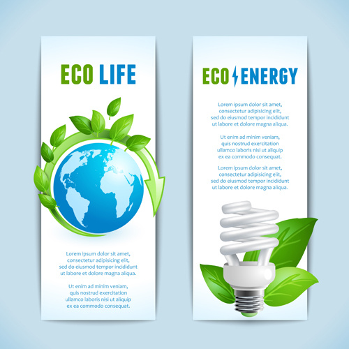 Ökologie mit energiesparenden Banner Vektor
