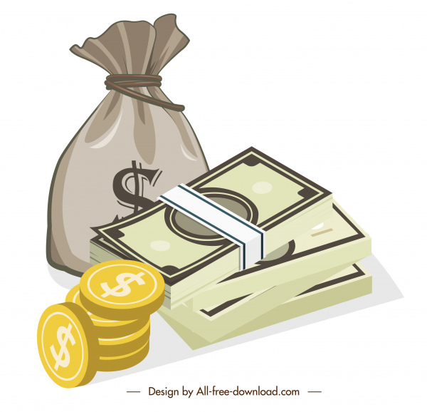 Economy Design Elements Cash Coin Sack Sketch