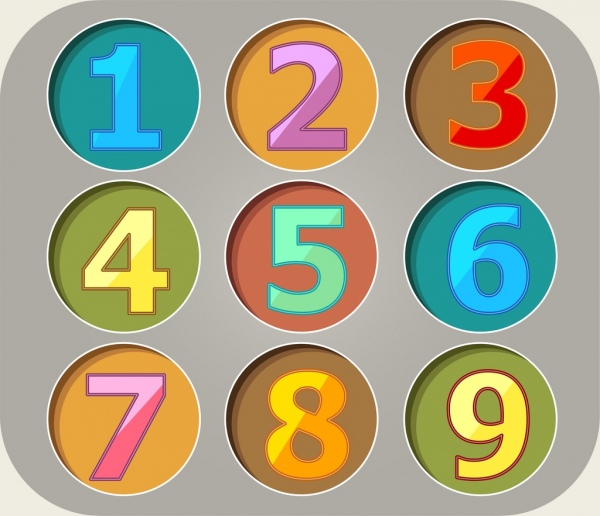 latar belakang pendidikan yang berwarna-warni bilangan ikon lingkaran isolasi