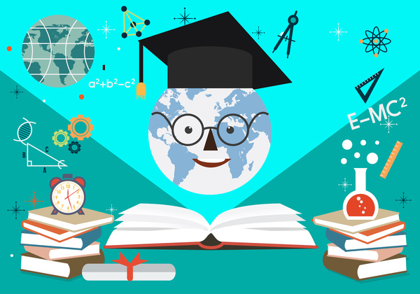 ilustrasi banner pendidikan dengan lucu snowman dan buku