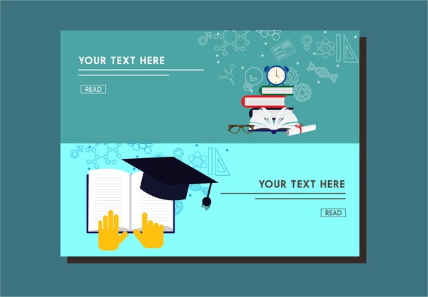 Pendidikan banner halaman web gaya desain dengan lambang