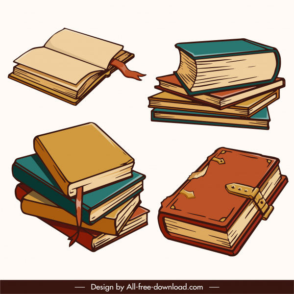 elementos de diseño educativo retro 3d libros boceto