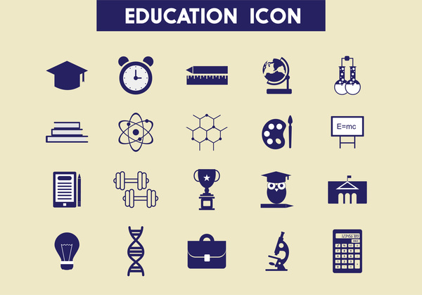 ícones de Educação definir ilustração com estilo plano colorido