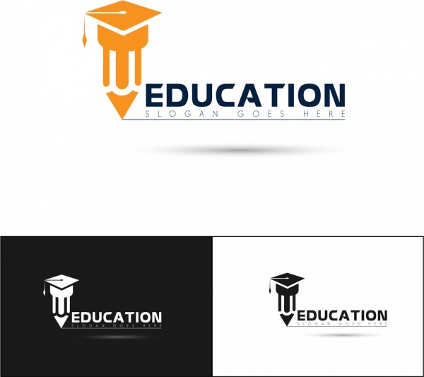 التعليم logotypes الظلية تصميم قلم رصاص هات رموز زخرفة.