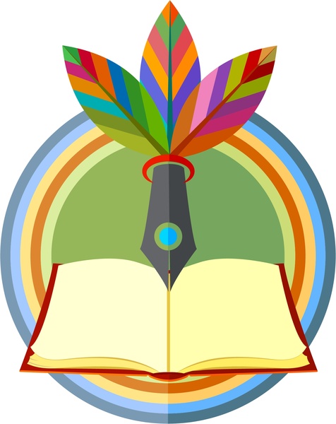 La educación diseño de plantilla con pluma pluma y libro