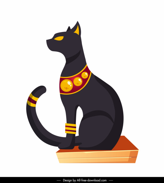 이집트 엠블럼 아이콘 황실 검은 고양이 스케치