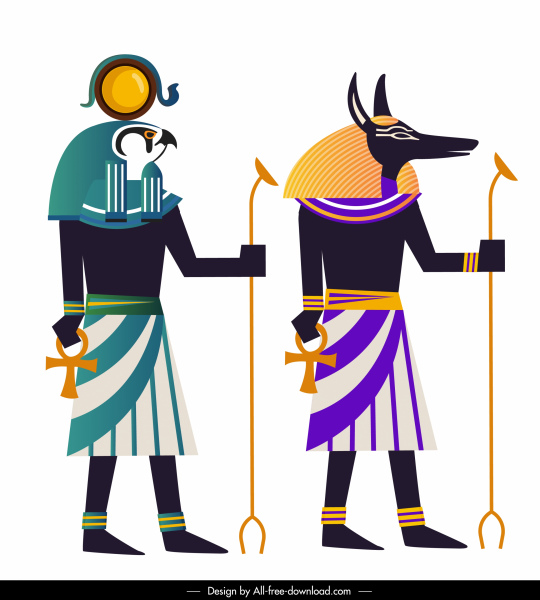 مصر الأسطوري الرموز القديمة الحيوانية رسم الإنسان