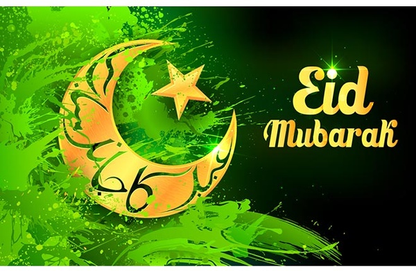 Eid ka chand mubarak hijau template vektor ilustrasi