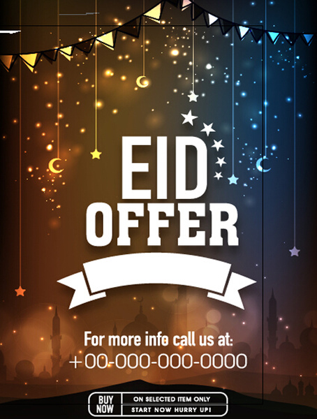 Eid Special Offer Sale Flyer Vector Set