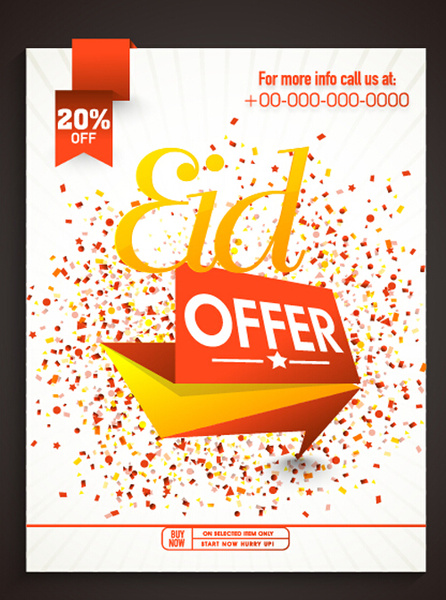 Eid oferta especial venta Flyer Vector Set