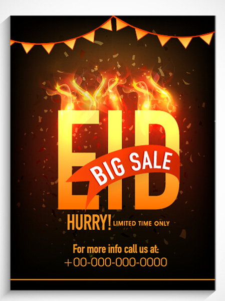 Eid penawaran penjualan flyer vector set