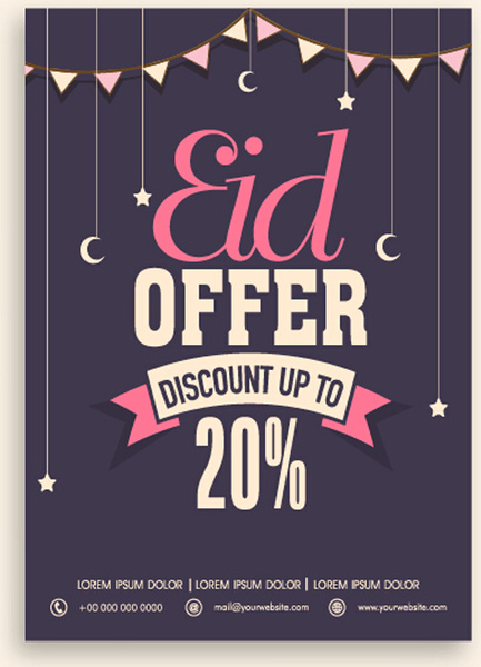 Eid oferta especial venta Flyer Vector Set
