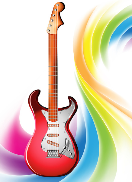 電吉他在五顏六色的抽象背景