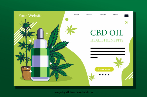 elektrische Tabak Homepage Vorlage Cannabis Blätter Skizze