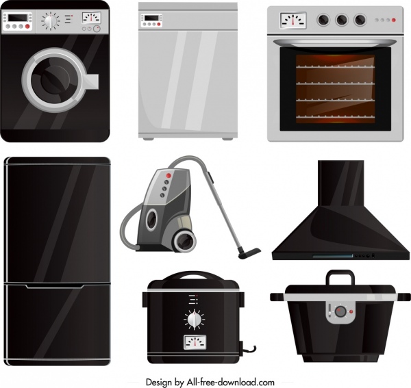 elektronische Geräte Symbole moderne Haushaltsgeräte Skizze