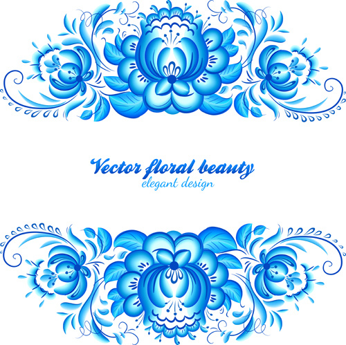 pola bunga biru yang elegan latar belakang vektor
