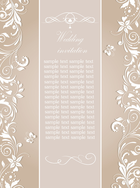 エレガントな花装飾結婚式の招待カード ベクトル