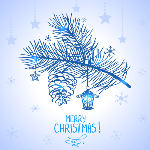 エレガントなメリー クリスマス ブルーの背景のベクトル
