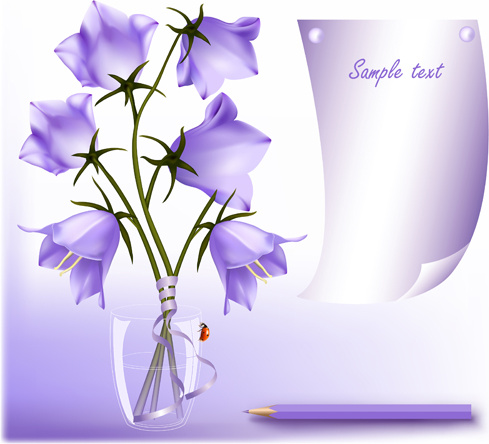 エレガントな紫花背景アートのベクトル
