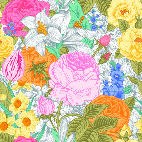 Elegant Retro Floral Vector Seamless Pattern
