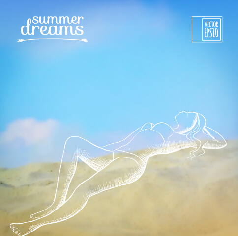 impian musim panas elegan karya seni latar belakang vektor