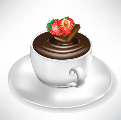 elementos taza de café y chocolate caliente conjunto vectorial 3