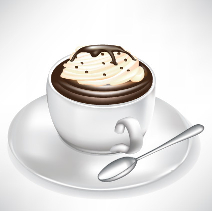 elementos xícara de café e chocolate quente conjunto 4