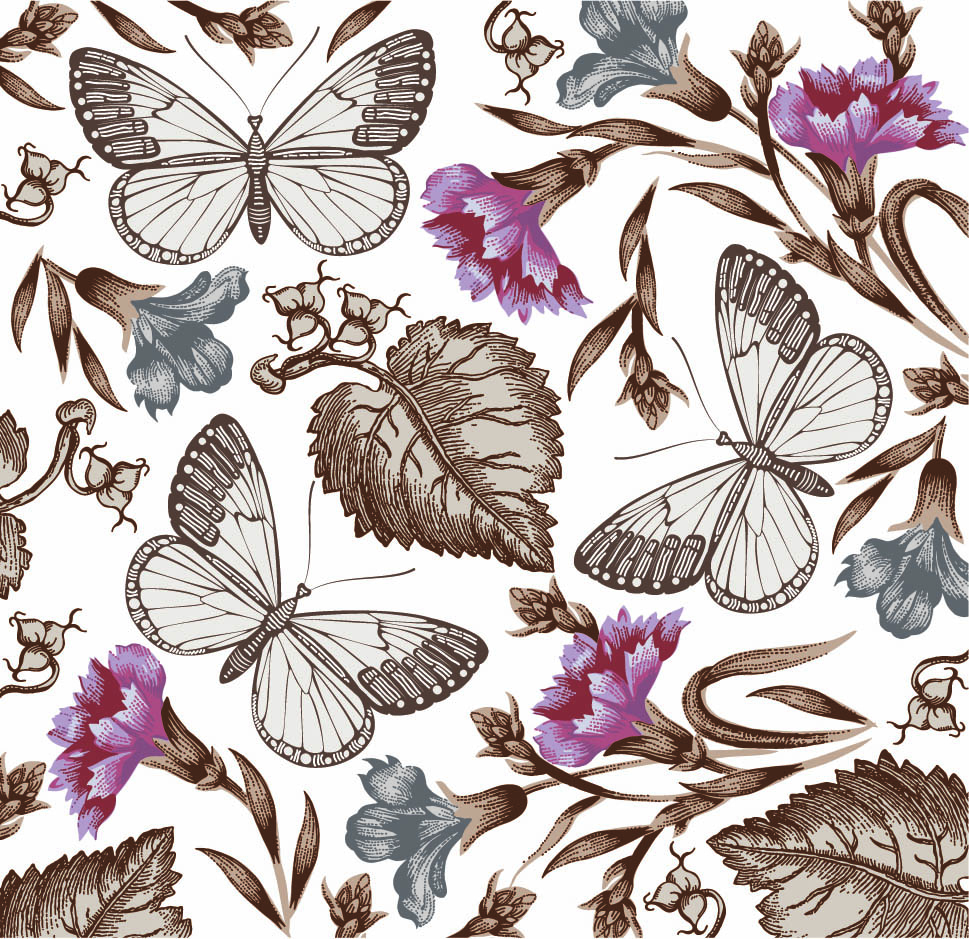 Elements Of Butterfly8 Flower Vector