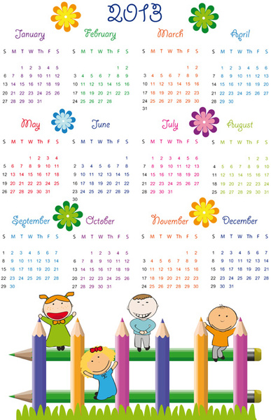 Elemente des Kalender-grid13-Design-Vektor-set