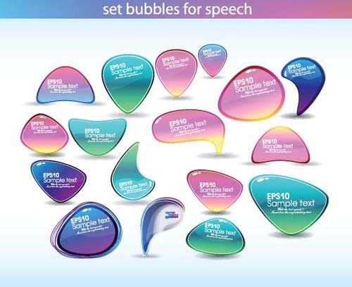 Các yếu tố của bài phát biểu đầy màu sắc bong bóng vector