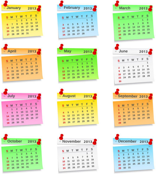 elementos do vetor de grid13 calendário criativo