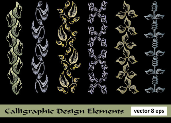 Elements Of Floral Borders Vector