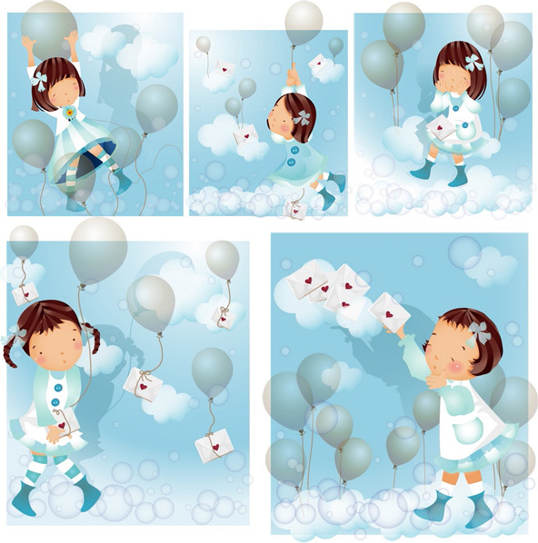 Elements Of Girl Blue Balloon Master Vector Elements Of Girl Blue Balloon Master Vector