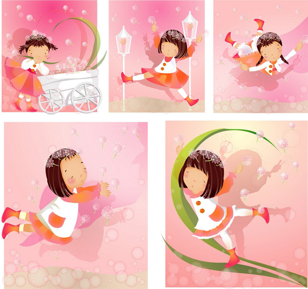 Elements Of Girl Dandelion Style Vector Elements Of Girl Dandelion Style Vector