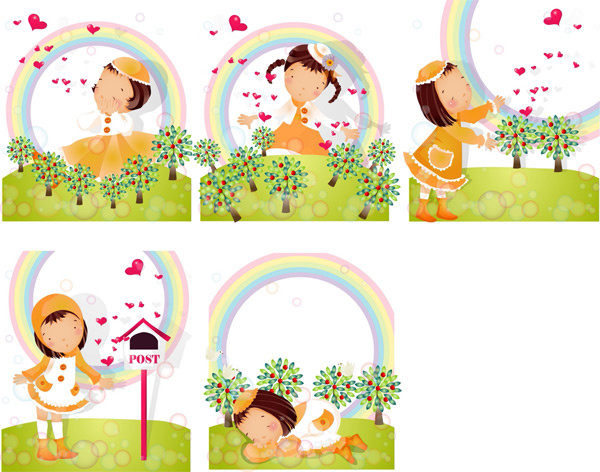 Elements Of Girl Rainbow Style Vector Elements Of Girl Rainbow Style Vector