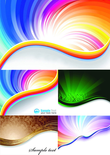 絢爛的彩虹背景設計向量元素