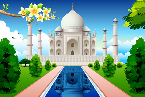 unsur-unsur Masjid latar belakang vektor grafis