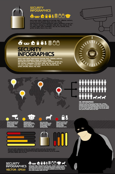 Elemente der Sicherheit Infografiken Vektor