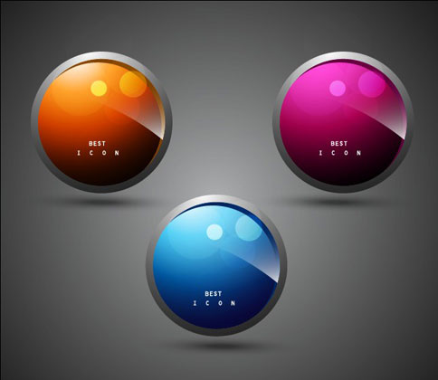 elementos do vetor de ícone de botões brilhantes