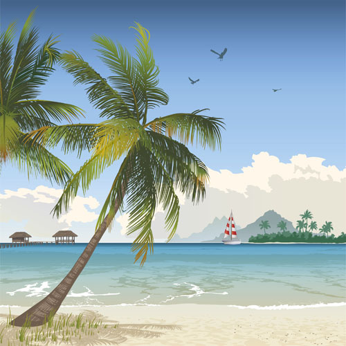 arte di vettore degli elementi di sfondo spiaggia tropicale
