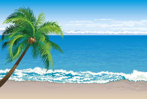unsur-unsur seni vektor latar belakang pantai tropis