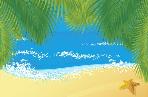 arte di vettore degli elementi di sfondo spiaggia tropicale