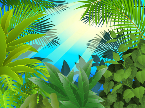 Elements Of Tropical Scenery Background Vector