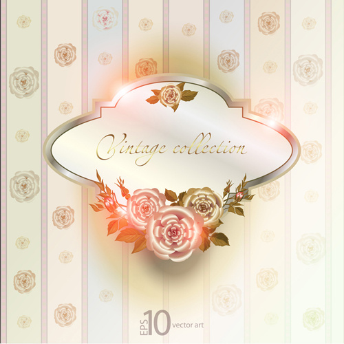 Elements Of Vintage Background With Flowers Vector Graphics