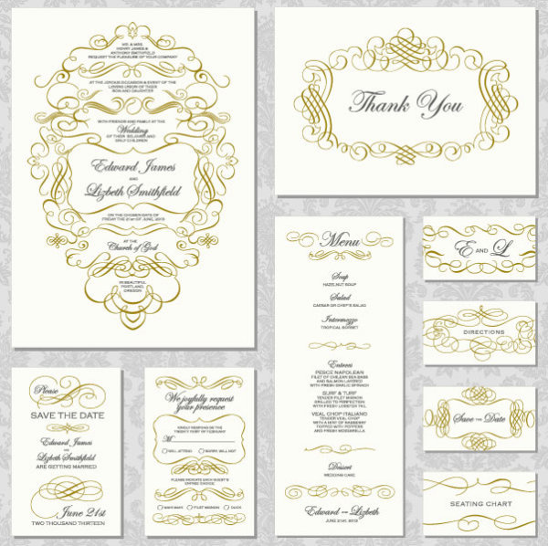 Elements Of Vintage Lace Cards Vector