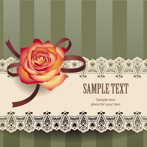 vintage romantik güller kartları vektör unsurları
