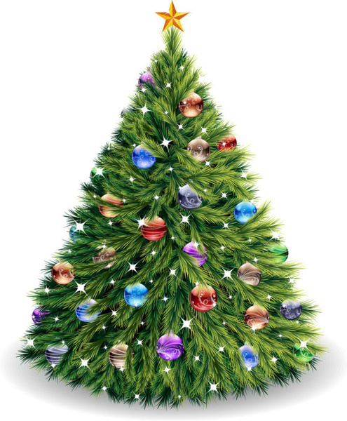 elementos de vívido árvore de Natal com enfeites