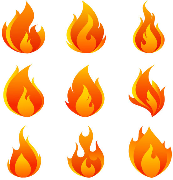 elementos do ícone do vetor de flama vívida