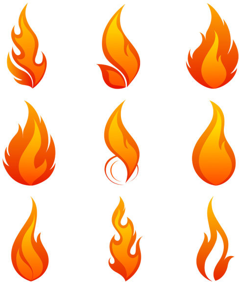 elementos do ícone do vetor de flama vívida